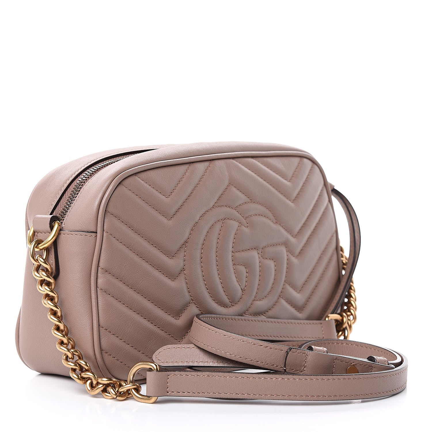 Gucci Calfskin Matelasse Small GG Marmont Chain Shoulder Bag Porcelain Rose 3 of 11