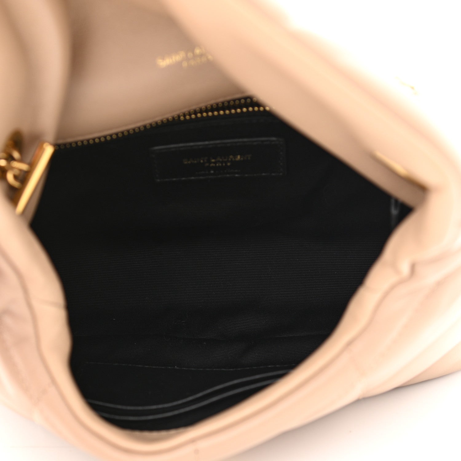 Saint Laurent Lambskin Quilted Toy Loulou Puffer Monogram Chain Satchel Nude Powder 5 of 11