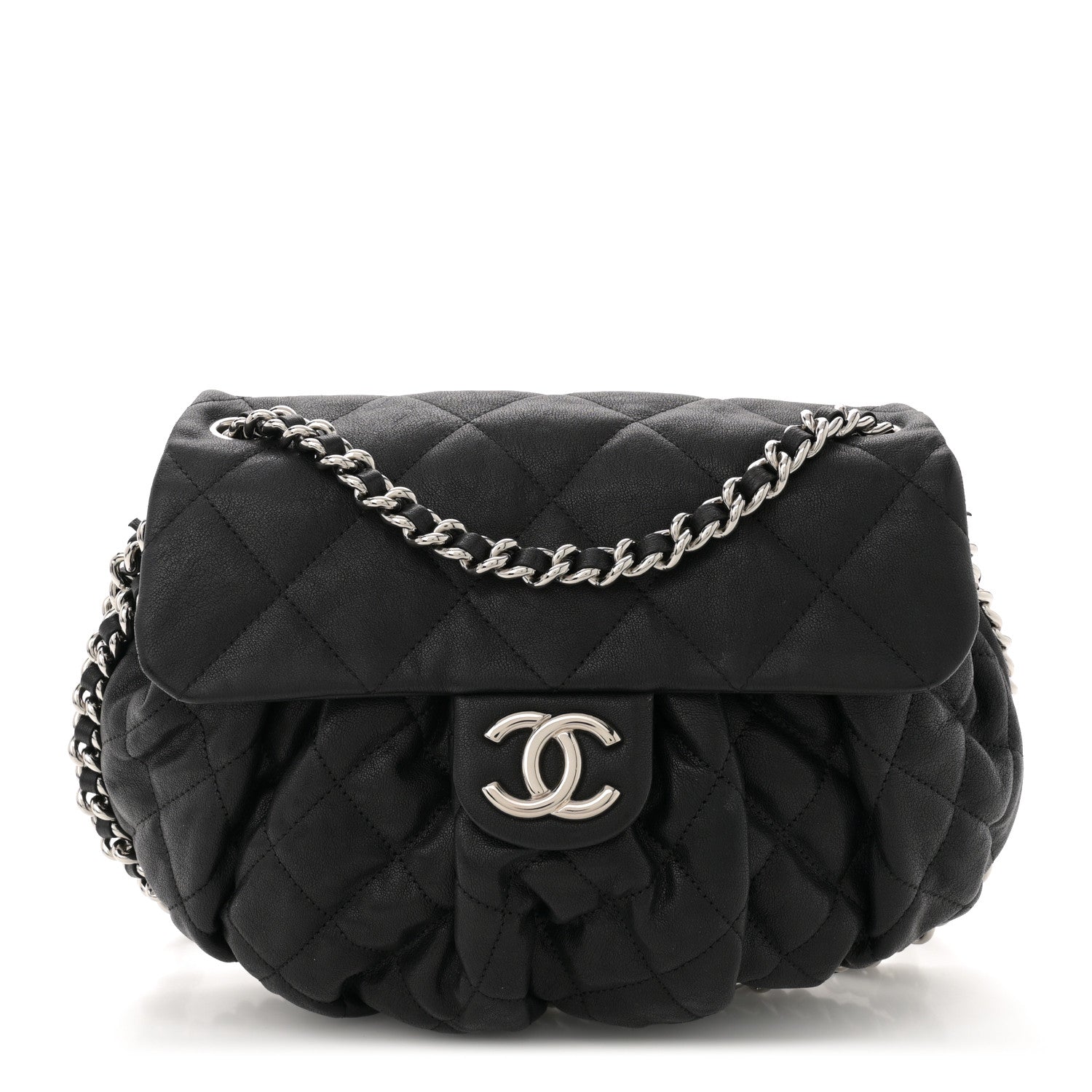 Chanel Washed Lambskin Quilted Mini Chain Around Flap Black 1 of 12