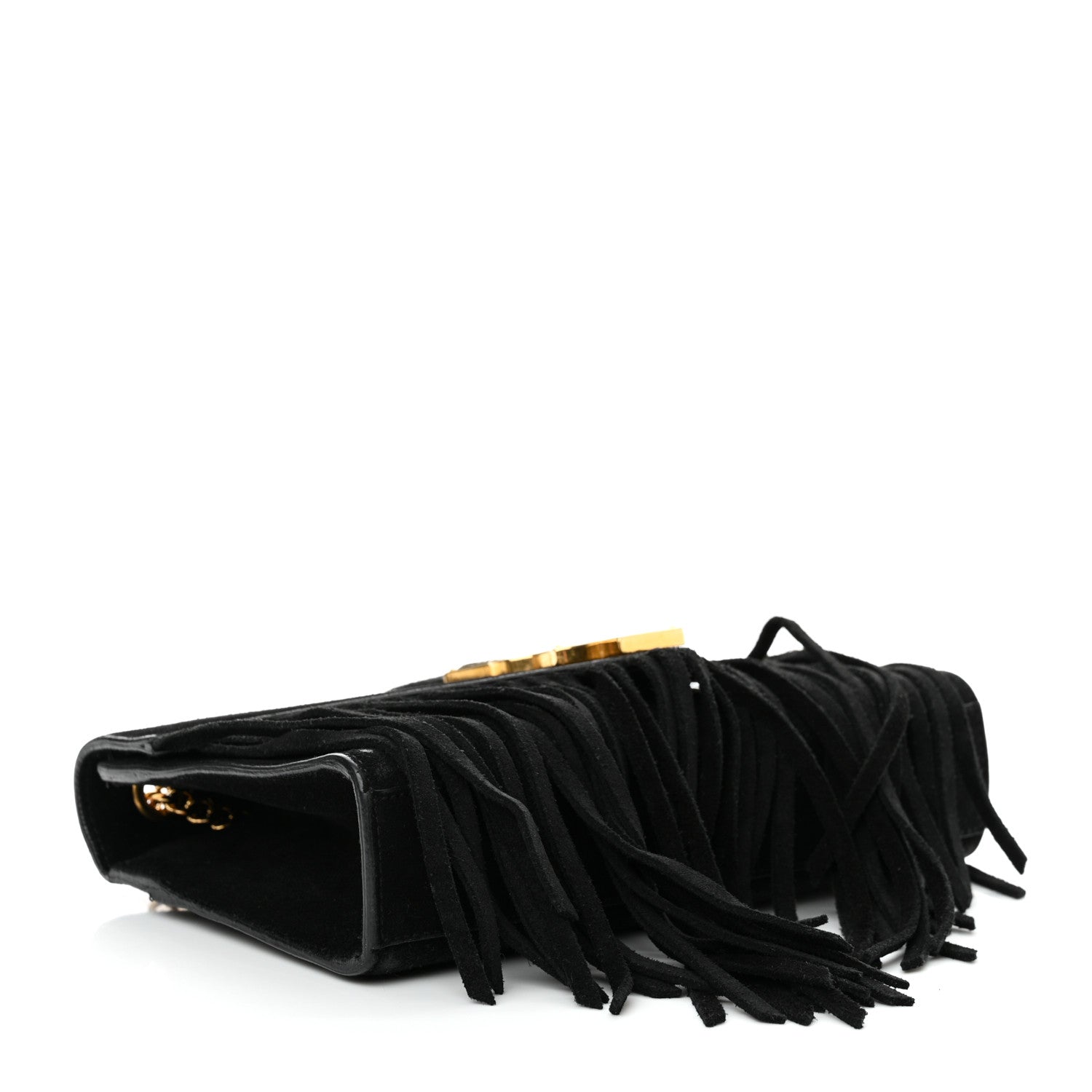 Saint Laurent Suede Fringe Small Monogram Satchel Black 4 of 18