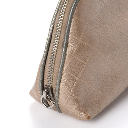 Chanel Iridescent Calfskin Embossed Cosmetic Pouch Light Gold 11 of 11