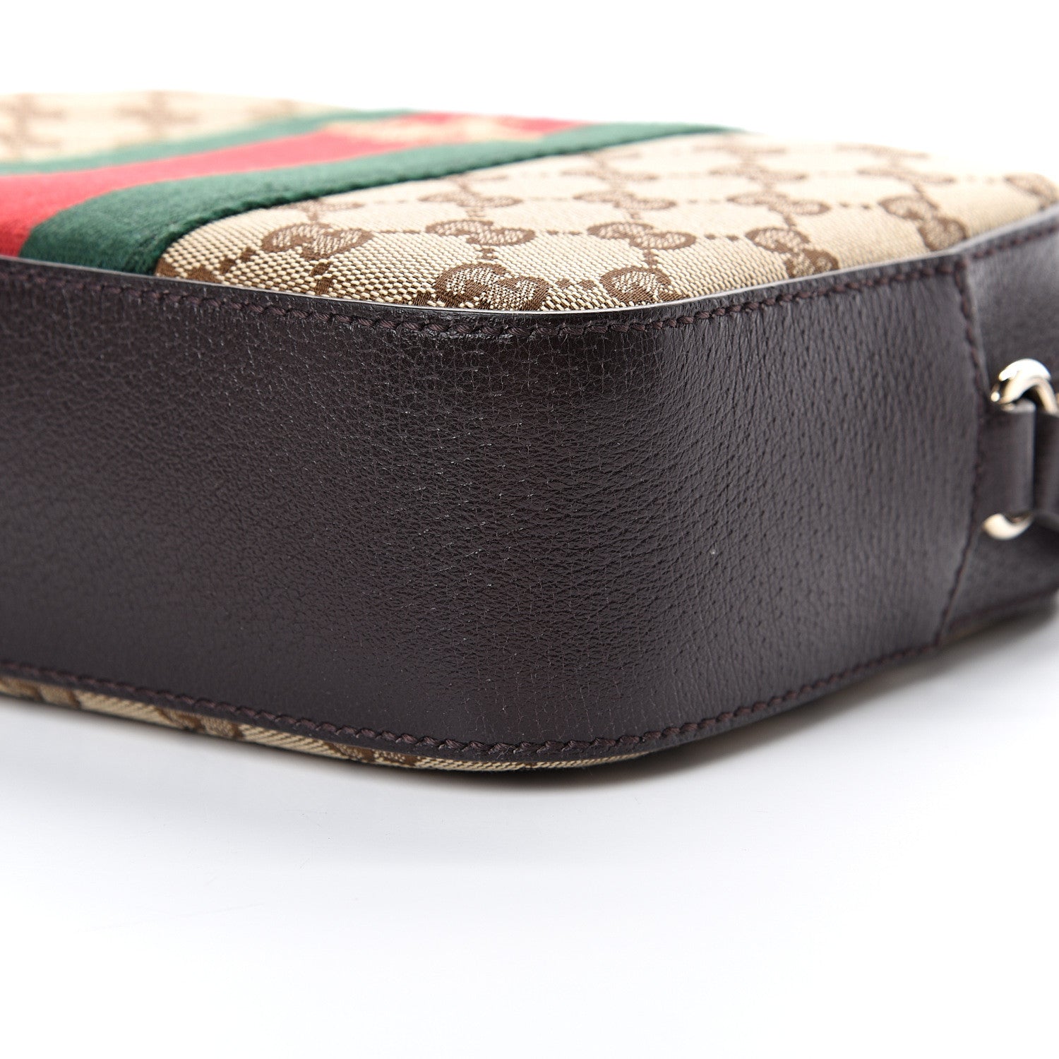 Gucci GG Supreme Monogram Web Small Webby Bee Shoulder Bag Dark Brown 9 of 11