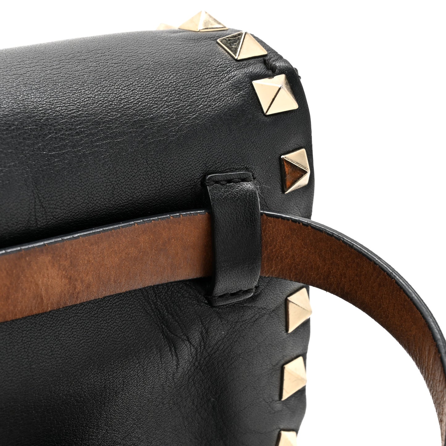 Calfskin Rockstud Belt Bag Black