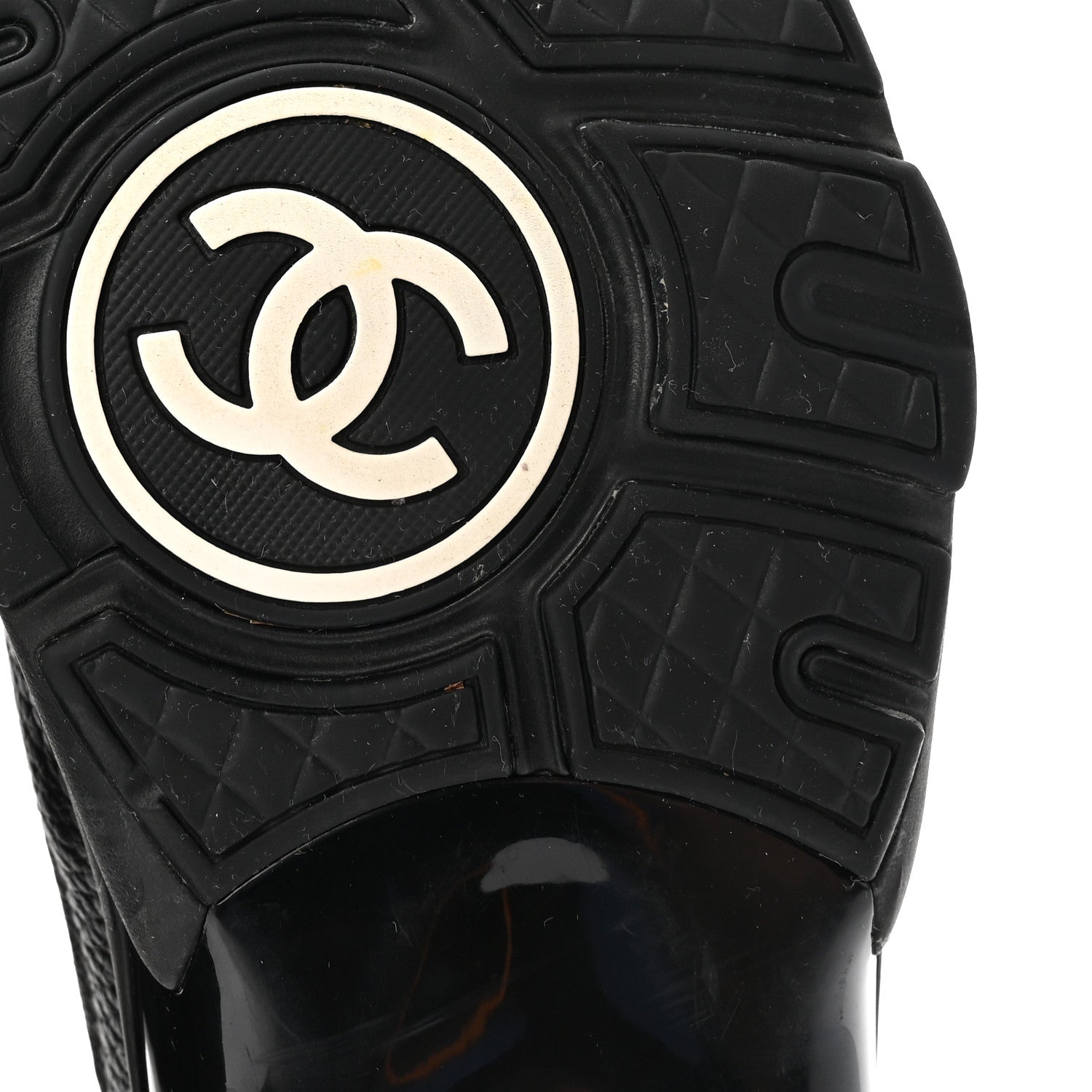 Chanel Mesh Suede Grained Calfskin Womens CC Sneakers 40 Black White 7 of 9