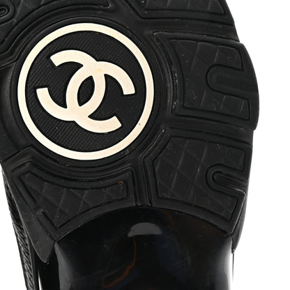 Chanel Mesh Suede Grained Calfskin Womens CC Sneakers 40 Black White 7 of 9