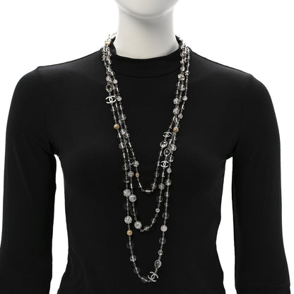 Chanel Gripoix Glass Bead CC Metiers d'Art Paris Salzburg Long Necklace Silver 2 of 5