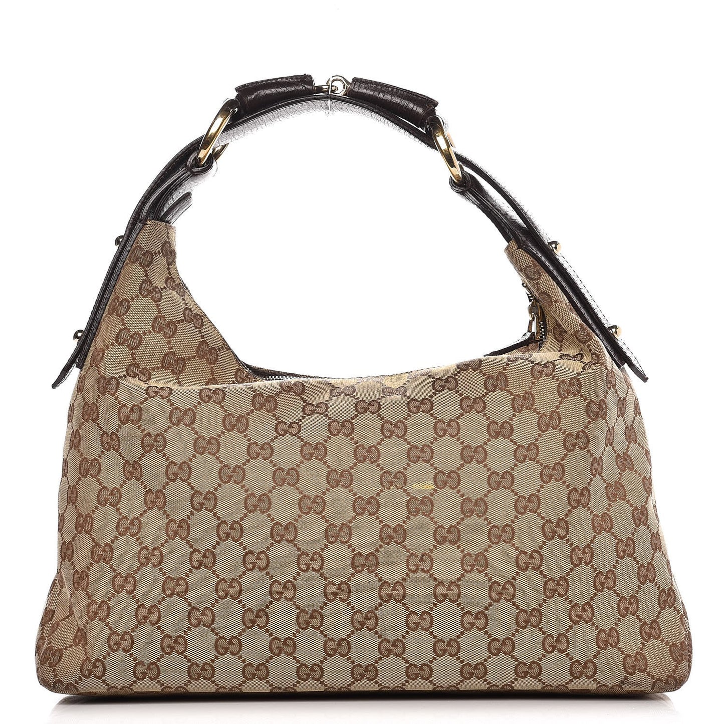 Monogram Medium Horsebit Chain Hobo Dark Brown