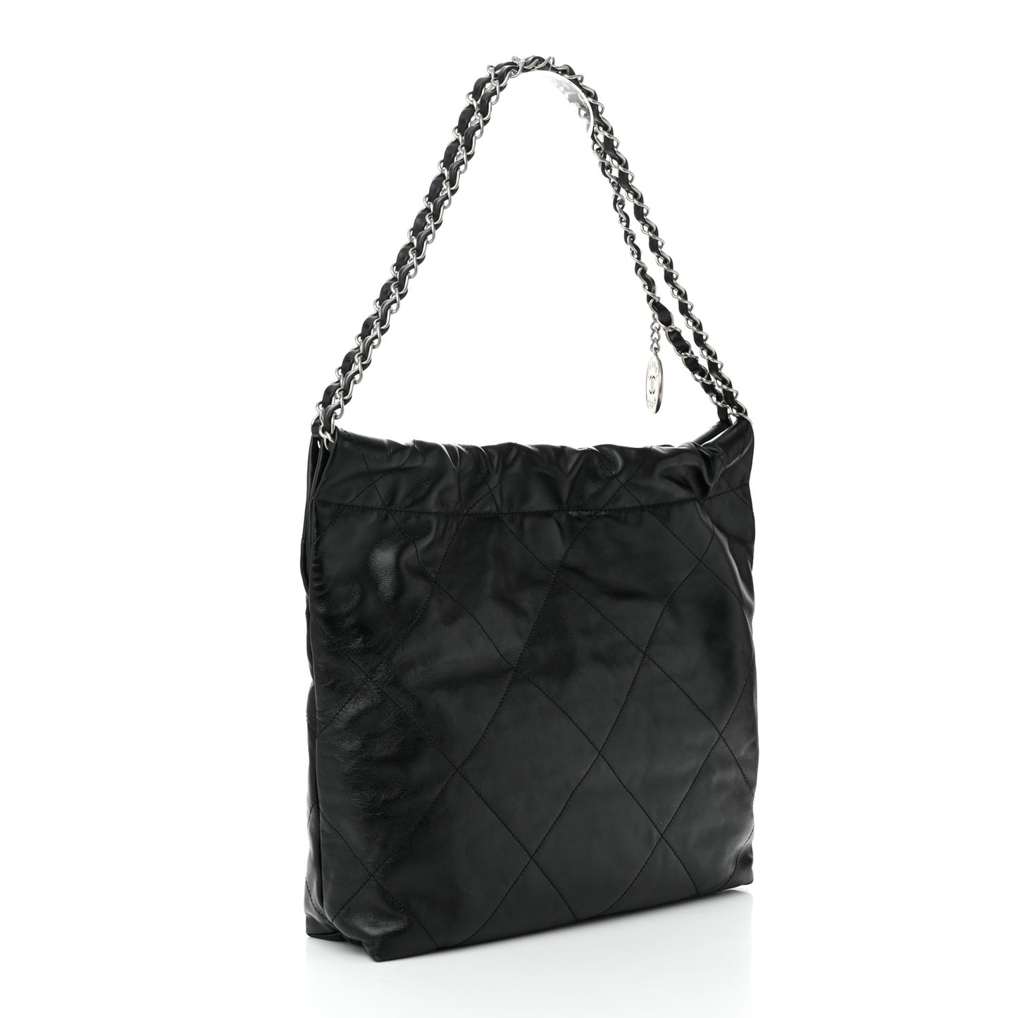 Shiny Calfskin Quilted Small Chanel 22 Black