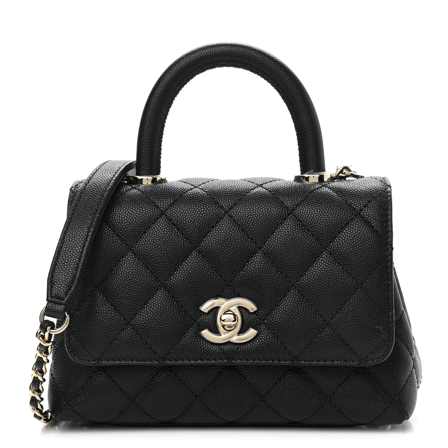 Caviar Quilted Extra Mini Coco Handle Flap Black