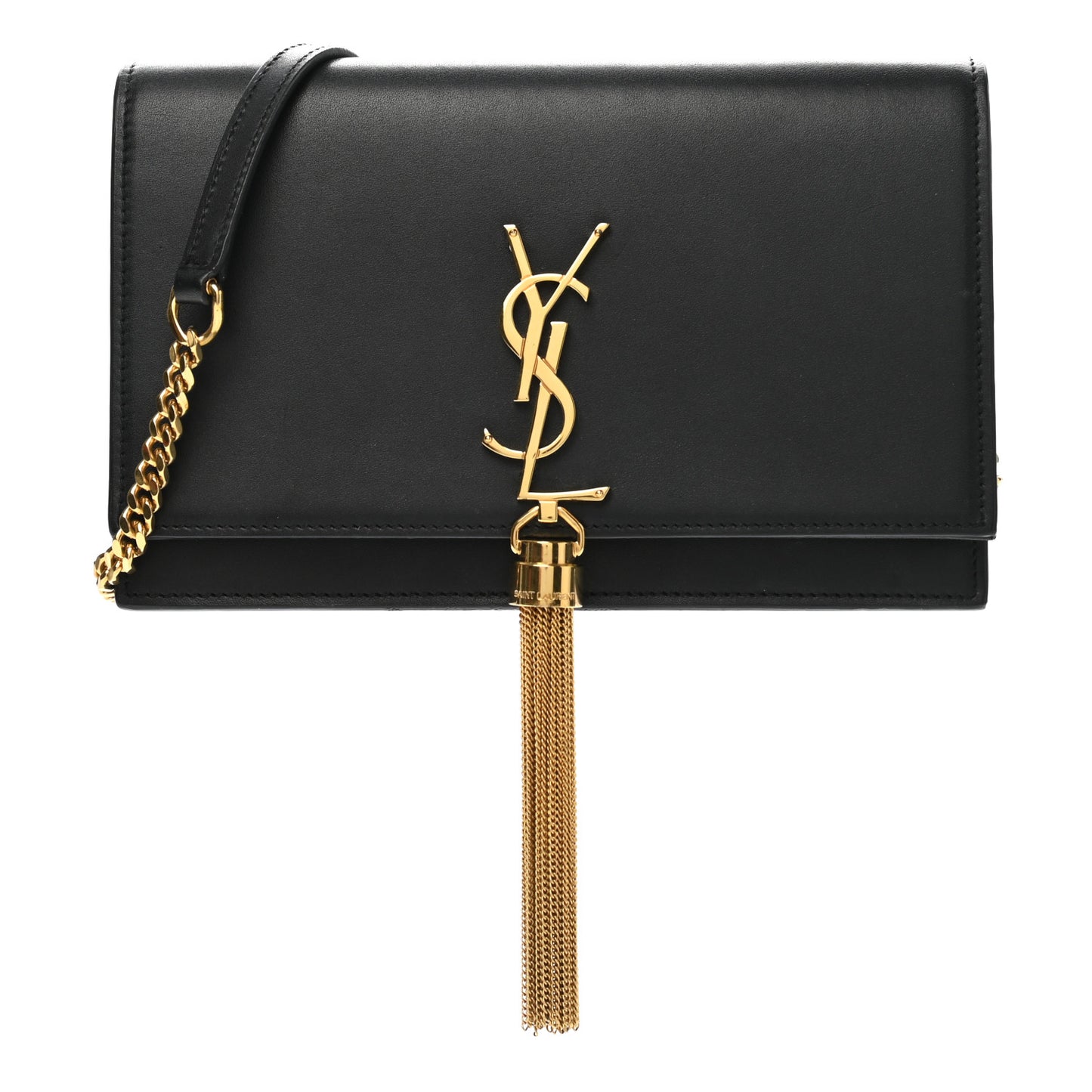 Smooth Calfskin Classic Monogram Kate Tassel Chain Wallet Black
