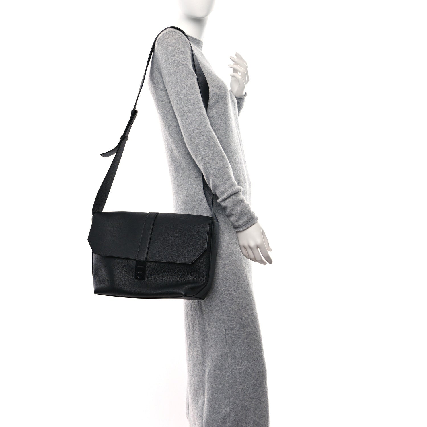 Salvatore Ferragamo Calfskin Gancini Twins 24 Messenger Bag Black 2 of 11