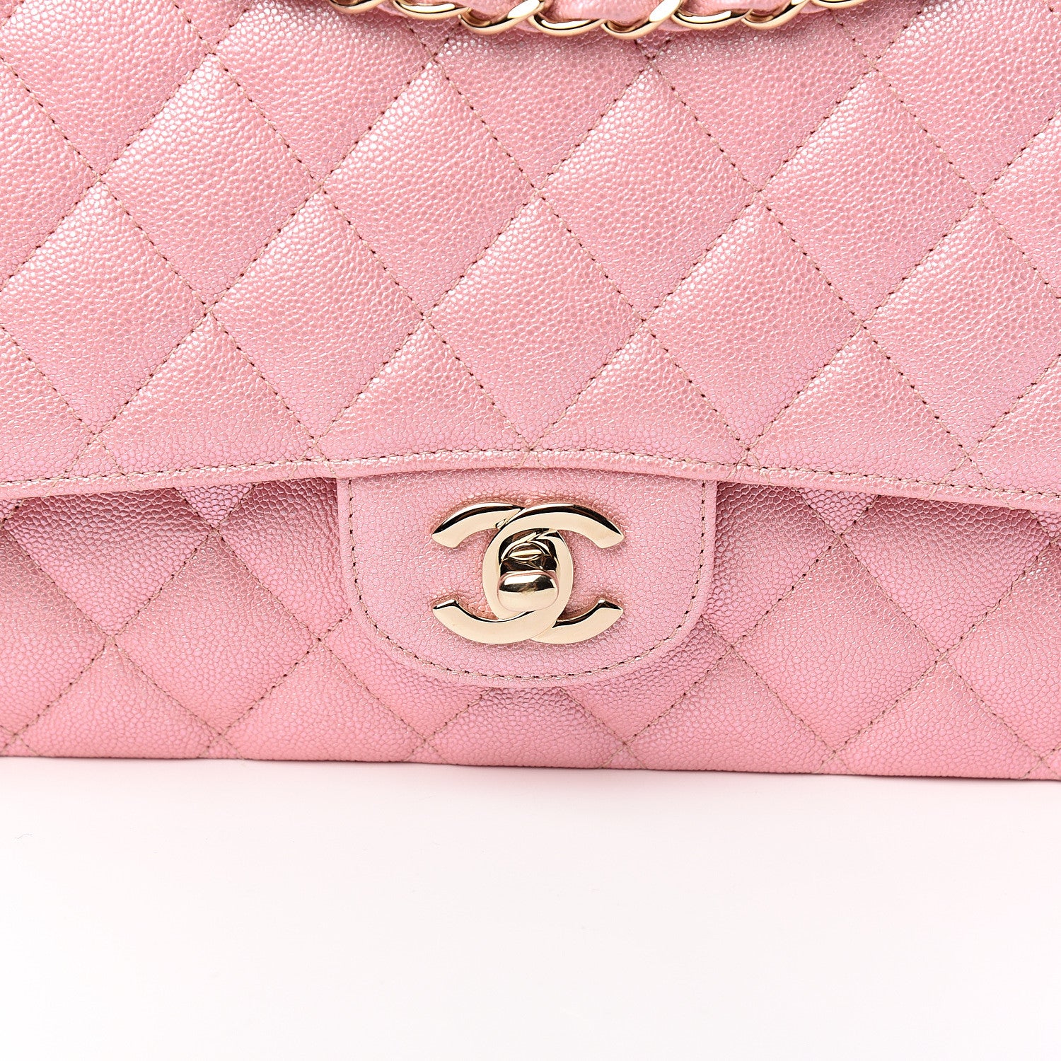 Chanel Iridescent Caviar Quilted Medium Double Flap Rose Pink 8 of 9