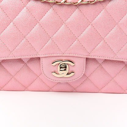 Chanel Iridescent Caviar Quilted Medium Double Flap Rose Pink 8 of 9