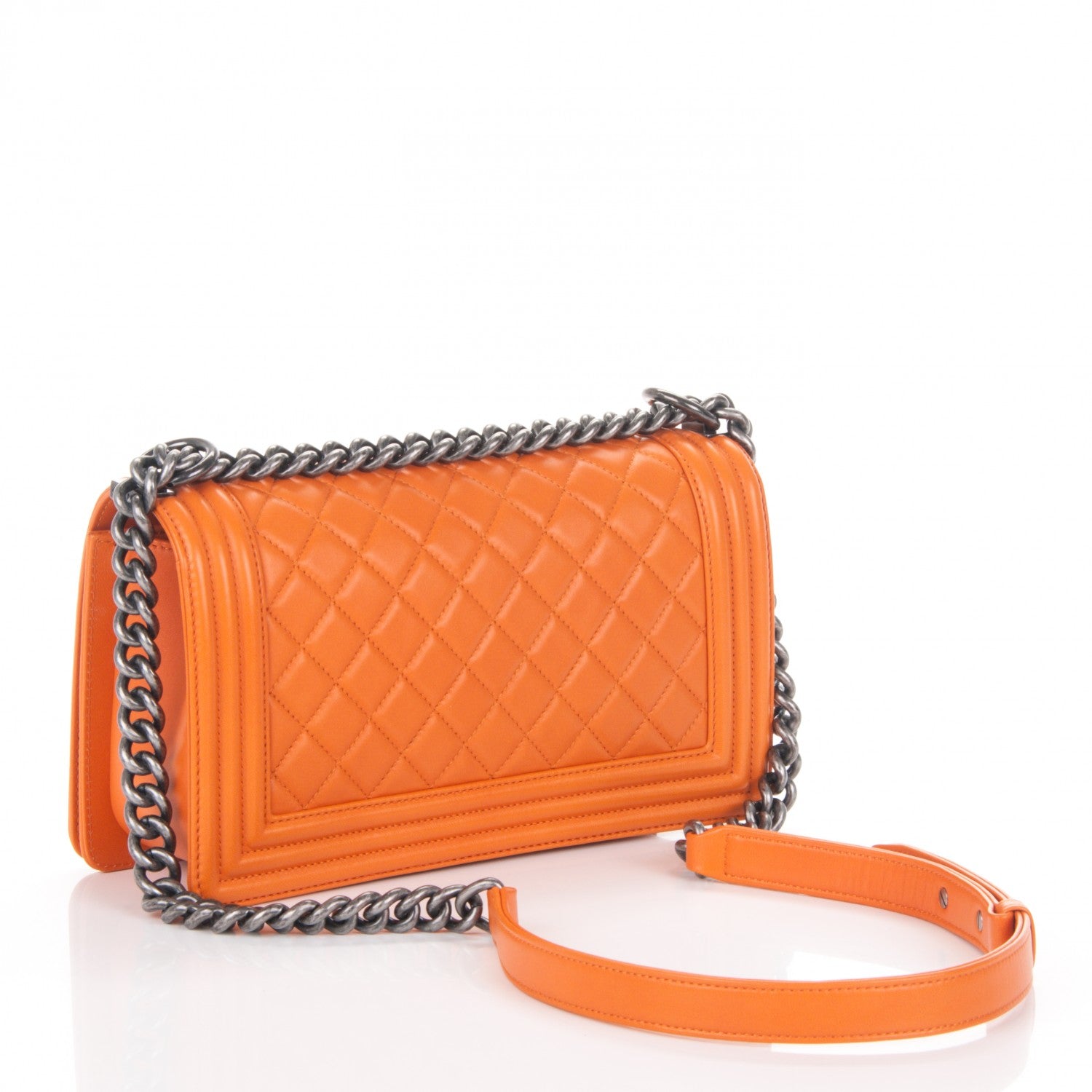 Chanel Lambskin Quilted Medium Boy Flap Orange 3 of 7
