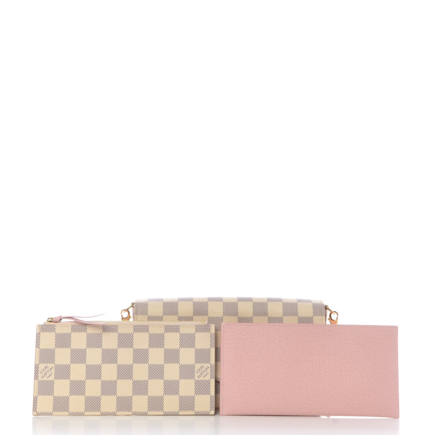 Damier Azur Pochette Felicie Chain Wallet Rose Ballerine