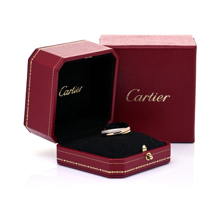 Cartier 18K White Yellow Pink Gold Diamond Small Trinity Paved Ring 62 10 8 of 8