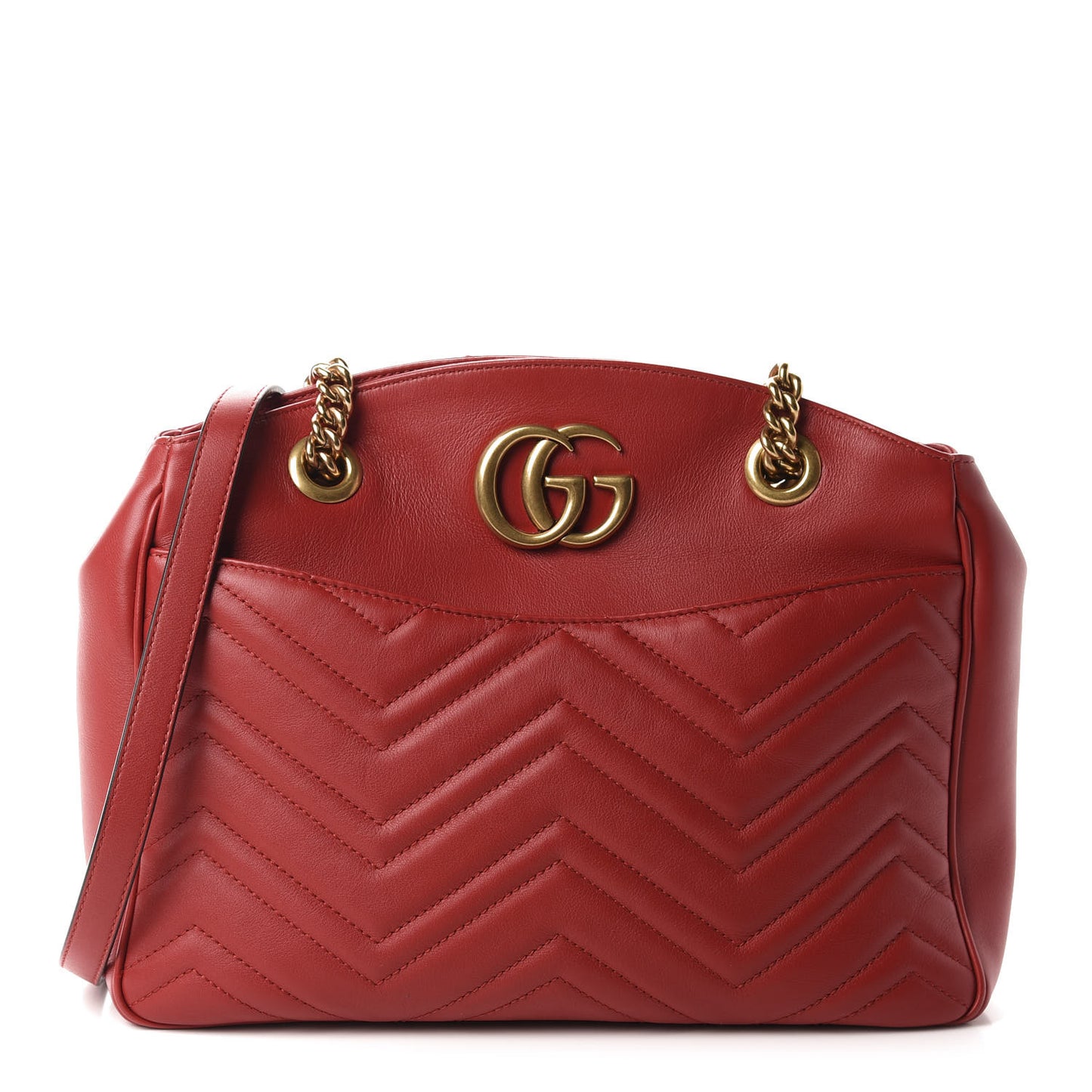 Calfskin Matelasse Medium GG Marmont Open Top Shoulder Bag Hibiscus Red