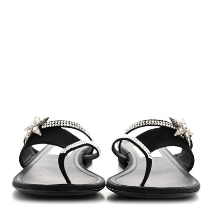 Chanel Suede Calfskin Strass Star Sandals 37 Black 3 of 11