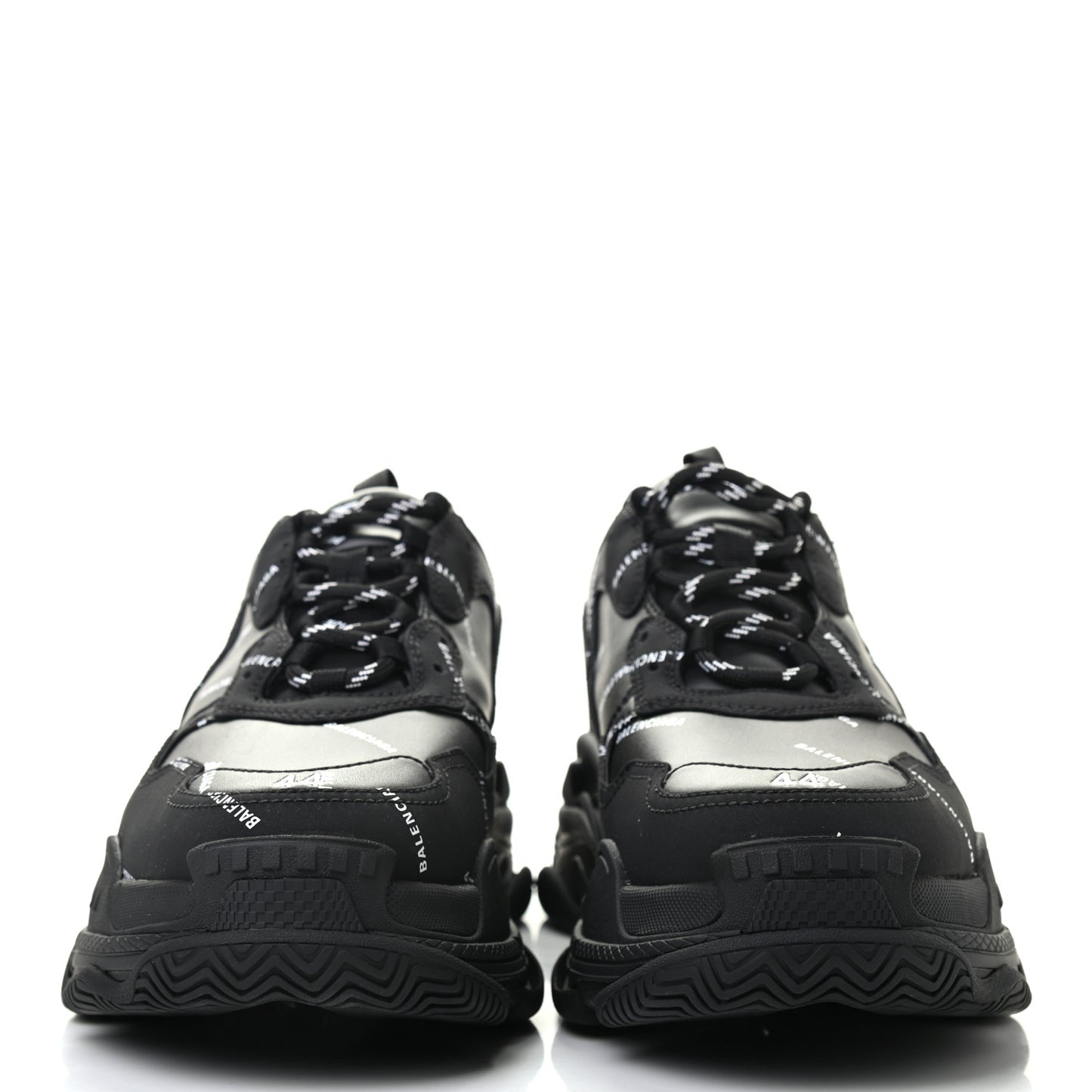 Technical Fabric Allover Logo Mens Triple S Sneakers 44 Black White