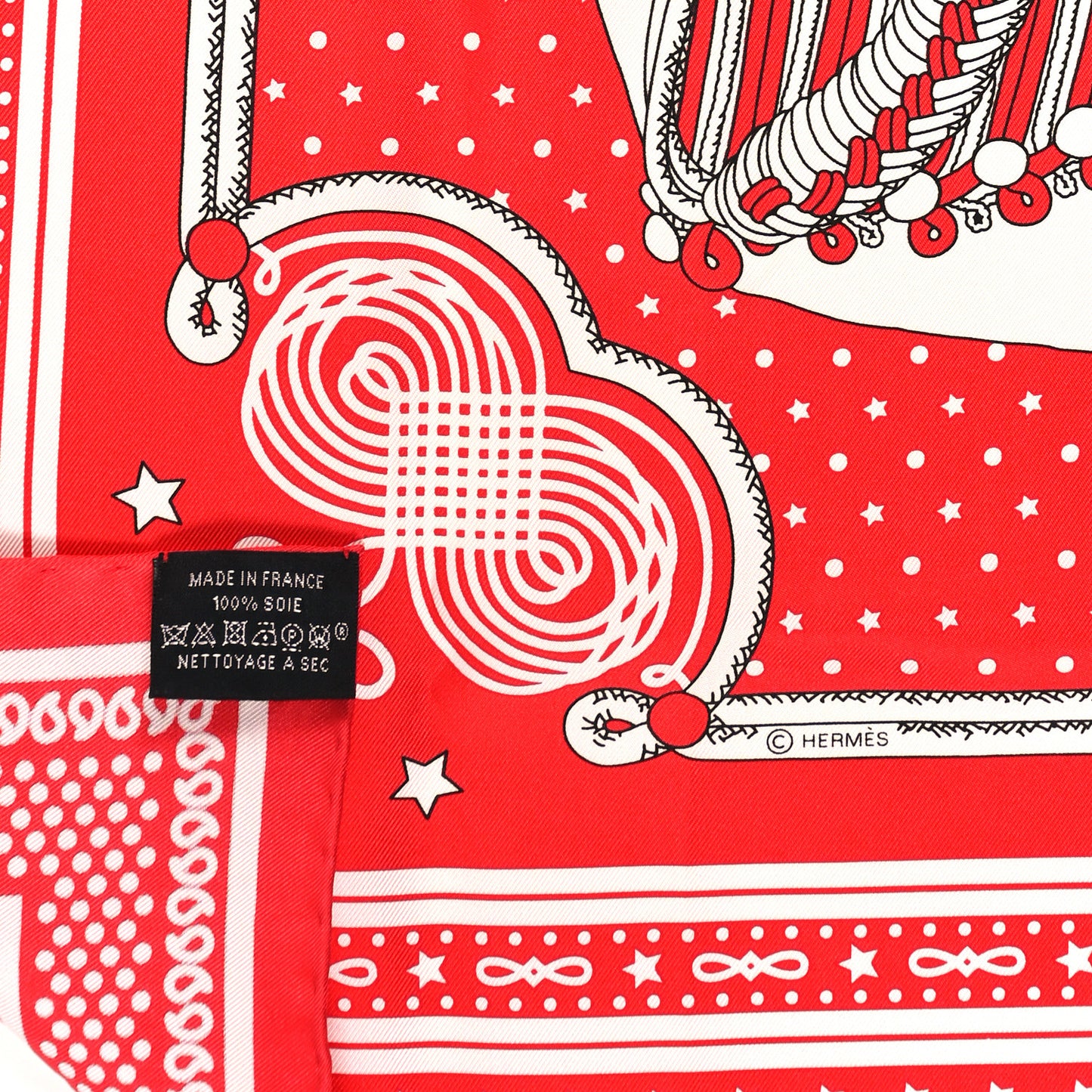 Silk Brandenburgs Bandana Scarf 55 Rouge White Black