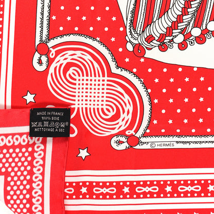 Hermes Silk Brandenburgs Bandana Scarf 55 Rouge White Black 3 of 3