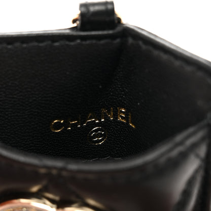 Chanel Lambskin Quilted Glitter Card Holder On Chain Black 6 of 7