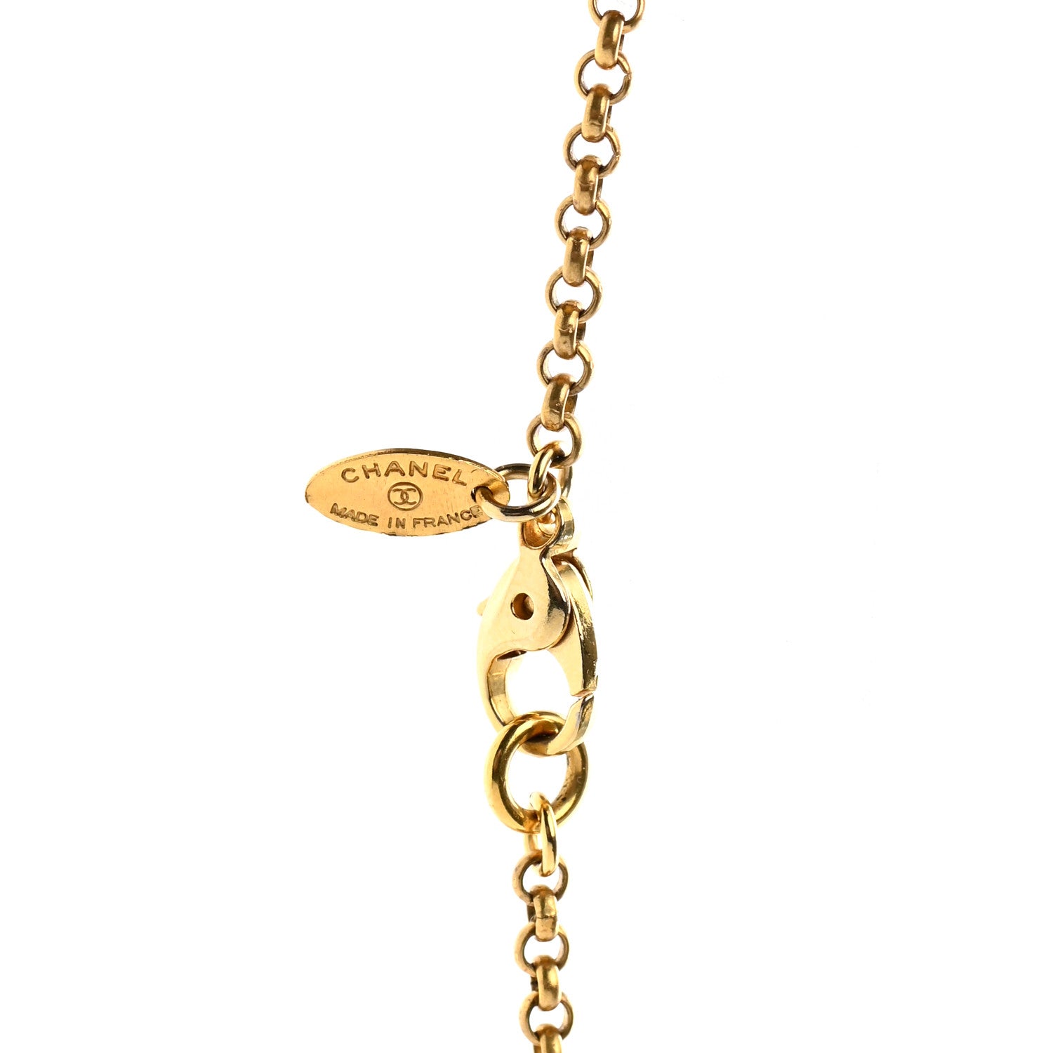 Chanel Crystal Pearl Long Necklace Gold 5 of 5