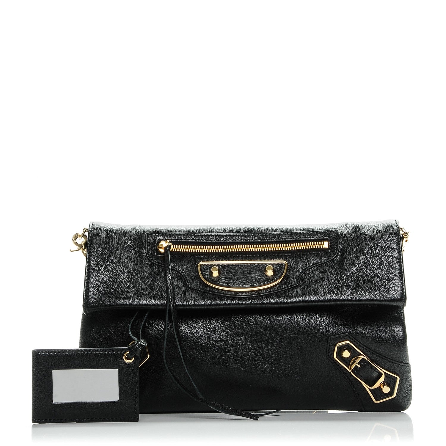 Balenciaga Chevre Gold Metallic Edge Hardware Envelope Clutch Black 1 of 7