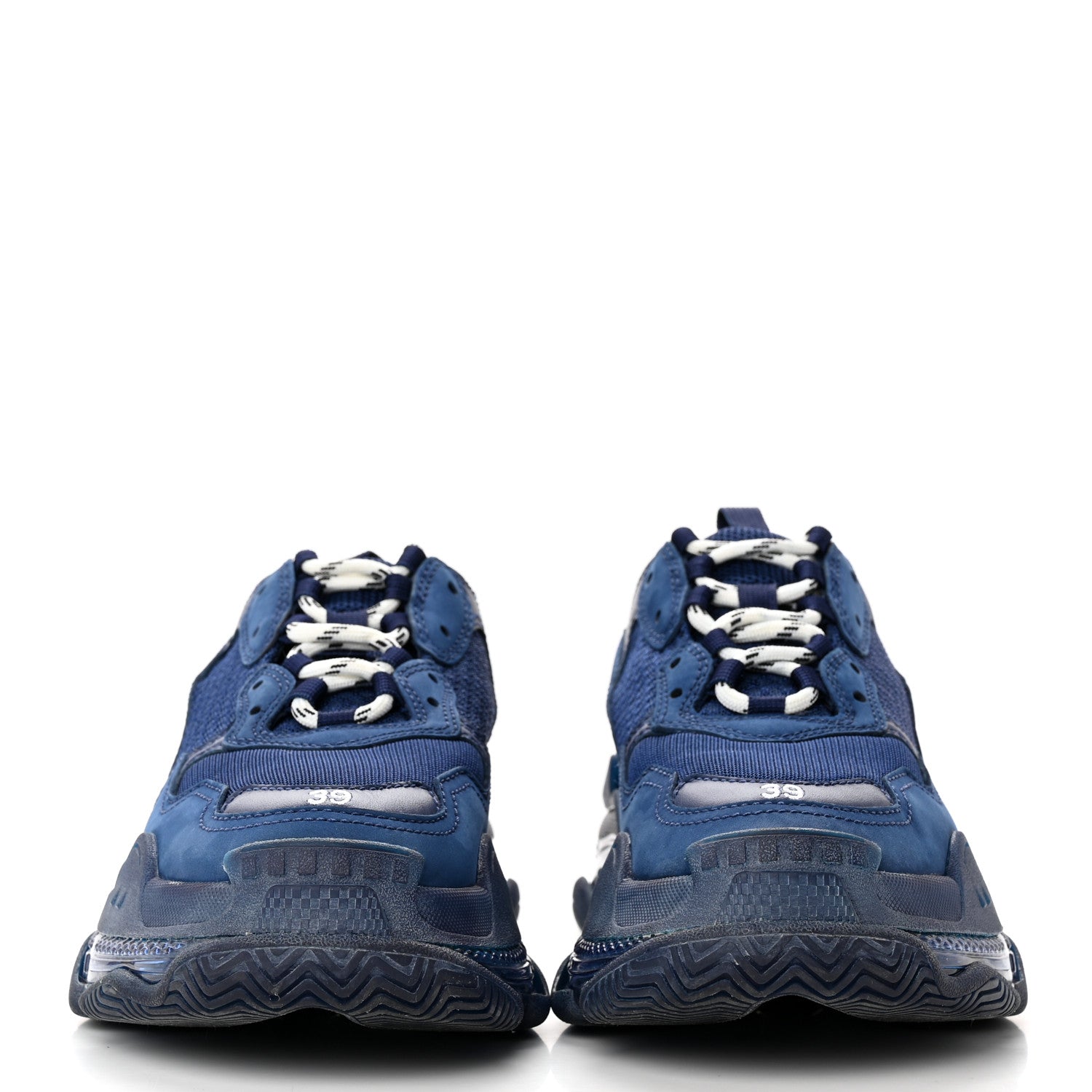 Balenciaga Fabric Mesh Washed Effect Womens Triple S Sneakers 39 Blue 2 of 13