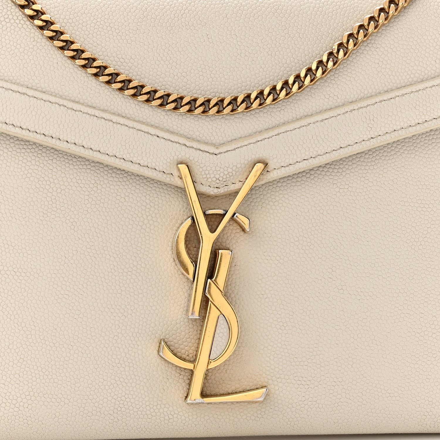 Saint Laurent Grain De Poudre Monogram Cassandra Chain Wallet Crema Soft 6 of 11