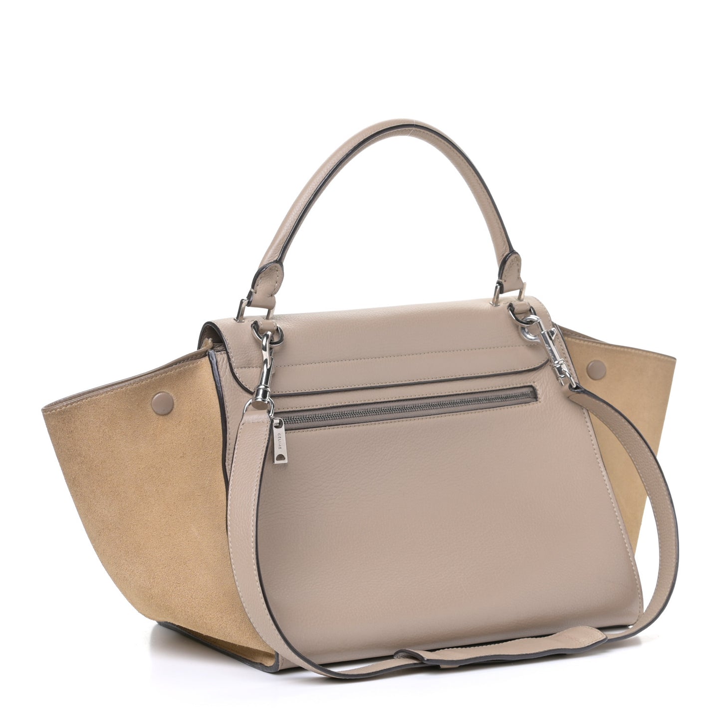 Drummed Calfskin Suede Medium Trapeze Dune