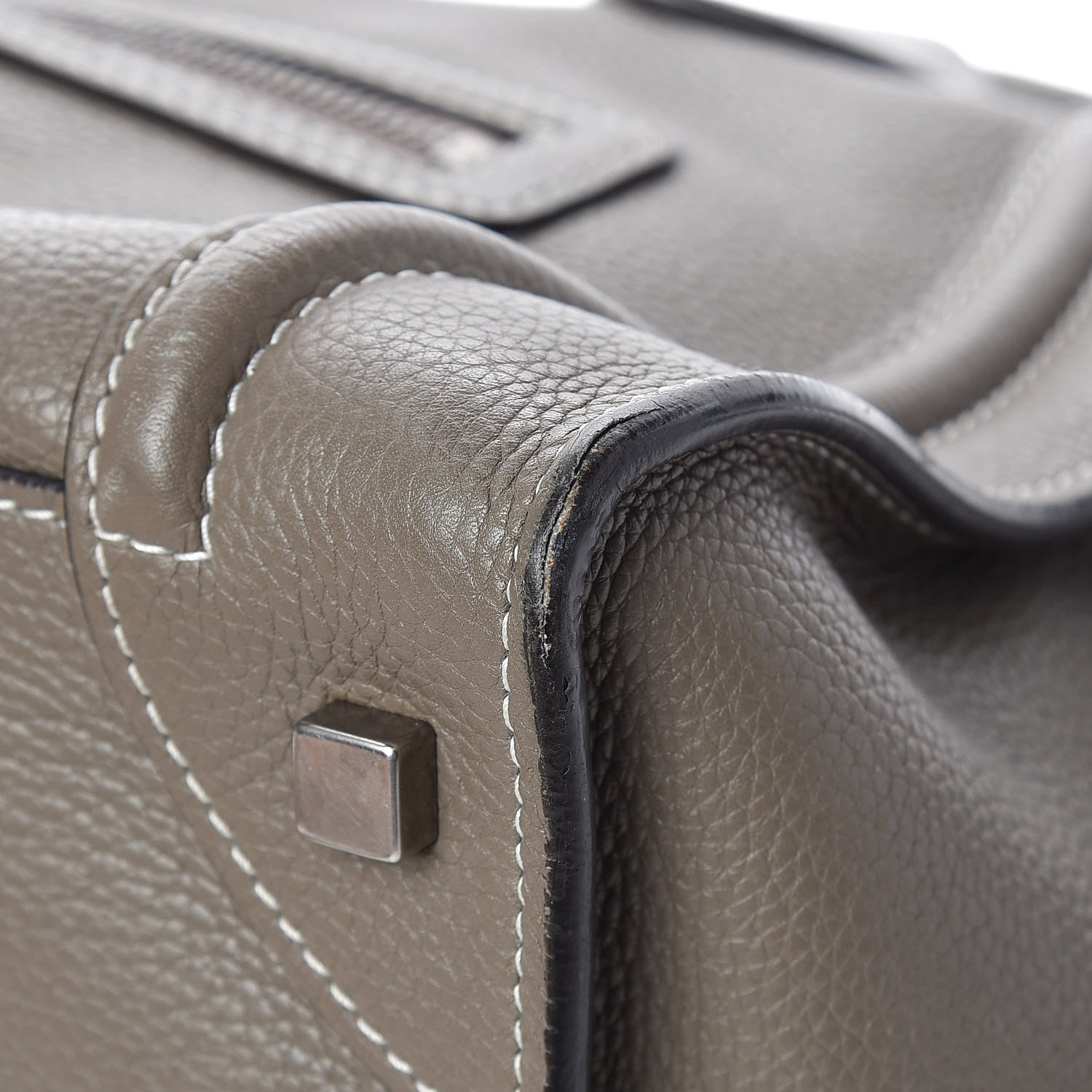 Celine Drummed Calfskin Mini Luggage Souris 11 of 17