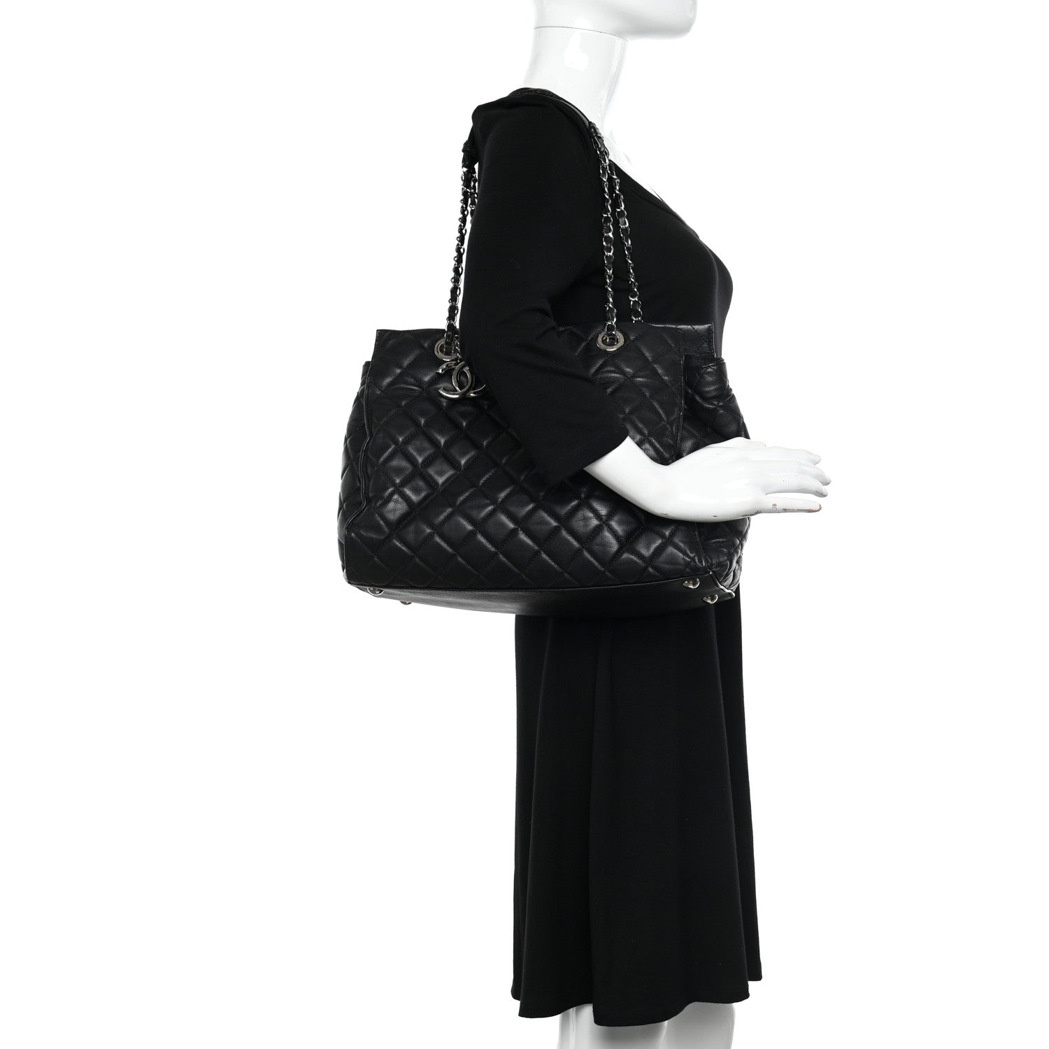 Chanel Calfskin Quilted Large Chic and Soft Shopping Tote Black 2 of 11