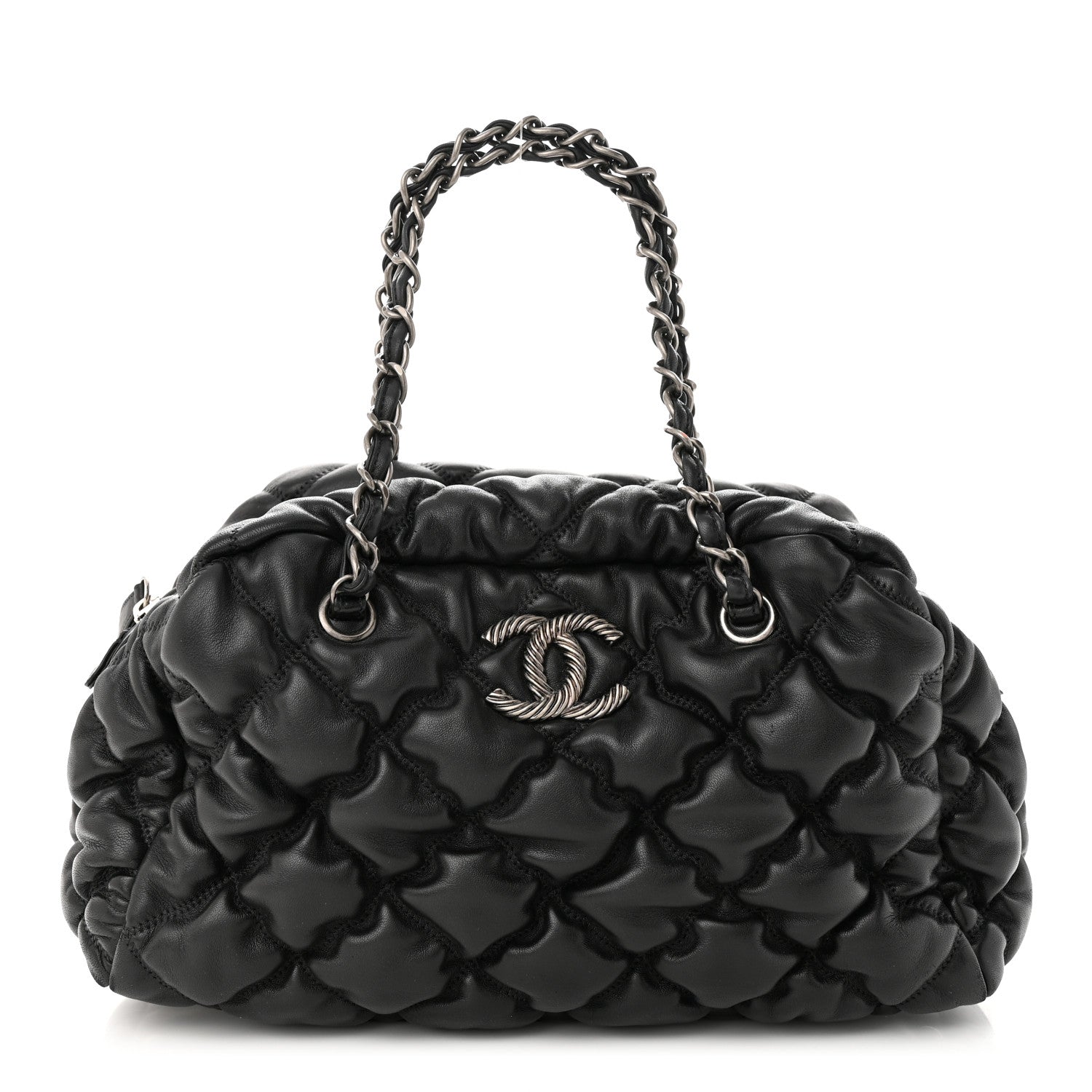 Chanel Calfskin Bubble Quilt Bowler Black 1 of 10