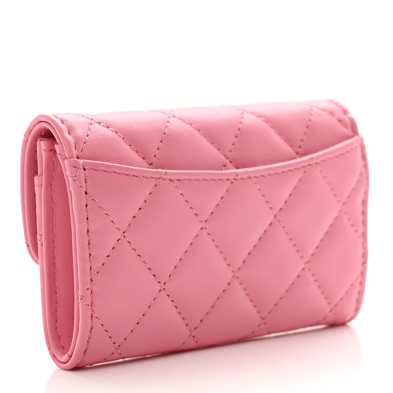Chanel Lambskin Quilted Flap Card Holder Wallet Pink 3 of 8