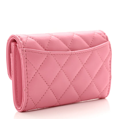 Chanel Lambskin Quilted Flap Card Holder Wallet Pink 3 of 8