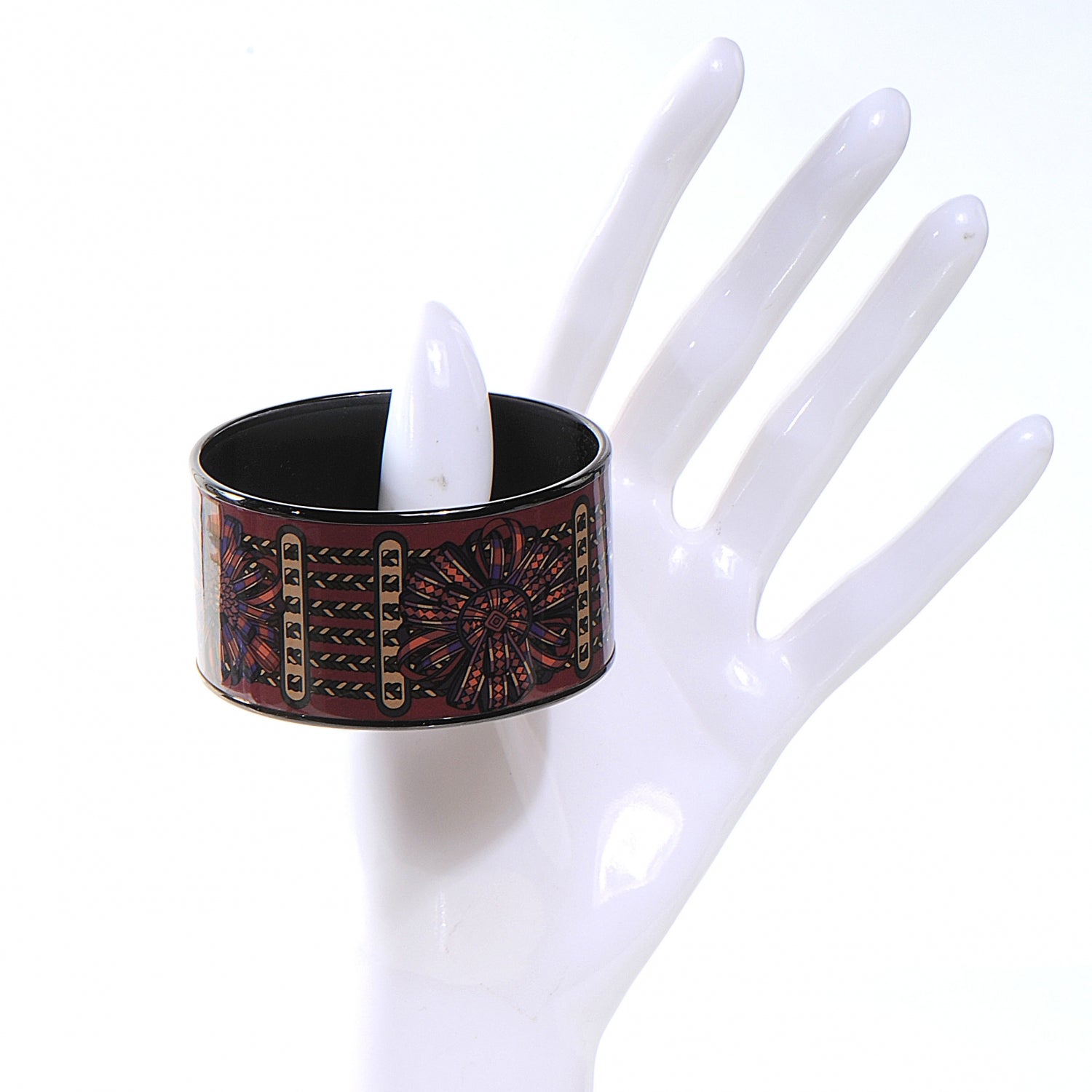 Hermes Enamel Printed Rubans de Cheval Extra Wide Bracelet 65 2 of 4
