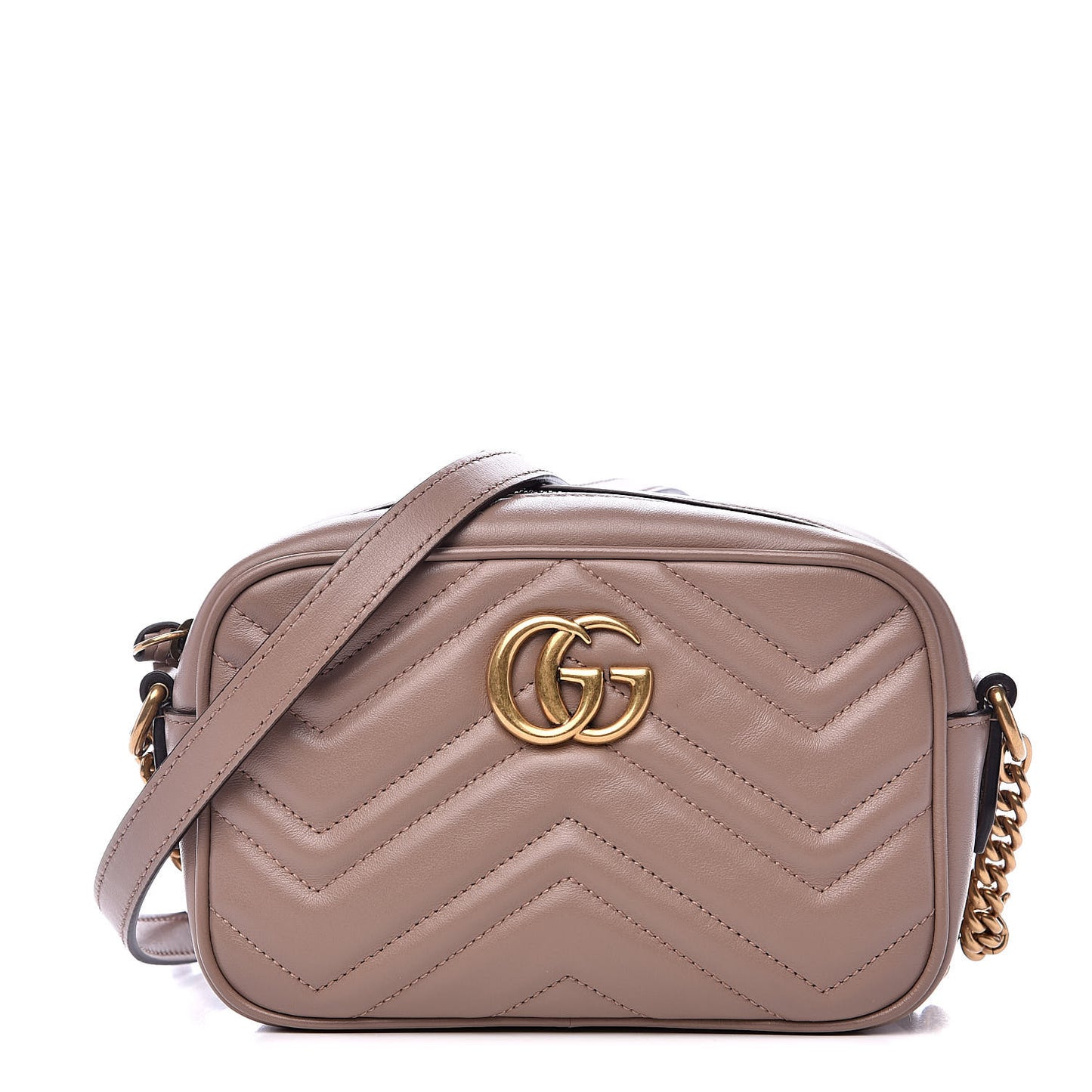 Calfskin Matelasse Mini GG Marmont Chain Shoulder Bag Porcelain Rose