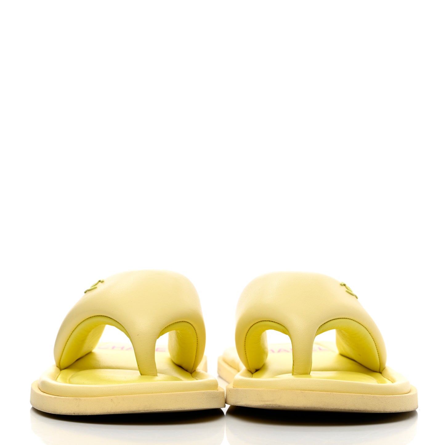 Lambskin CC Thong Sandals 40 Yellow