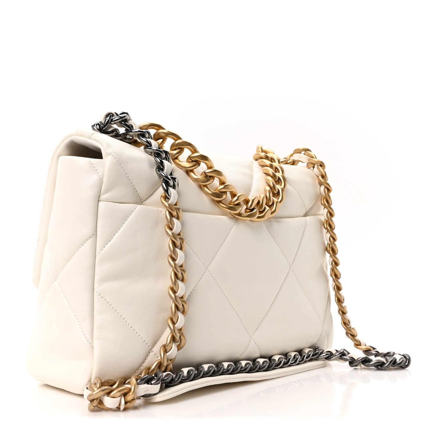 Chanel Lambskin Quilted Large Chanel 19 Flap White 3 of 11