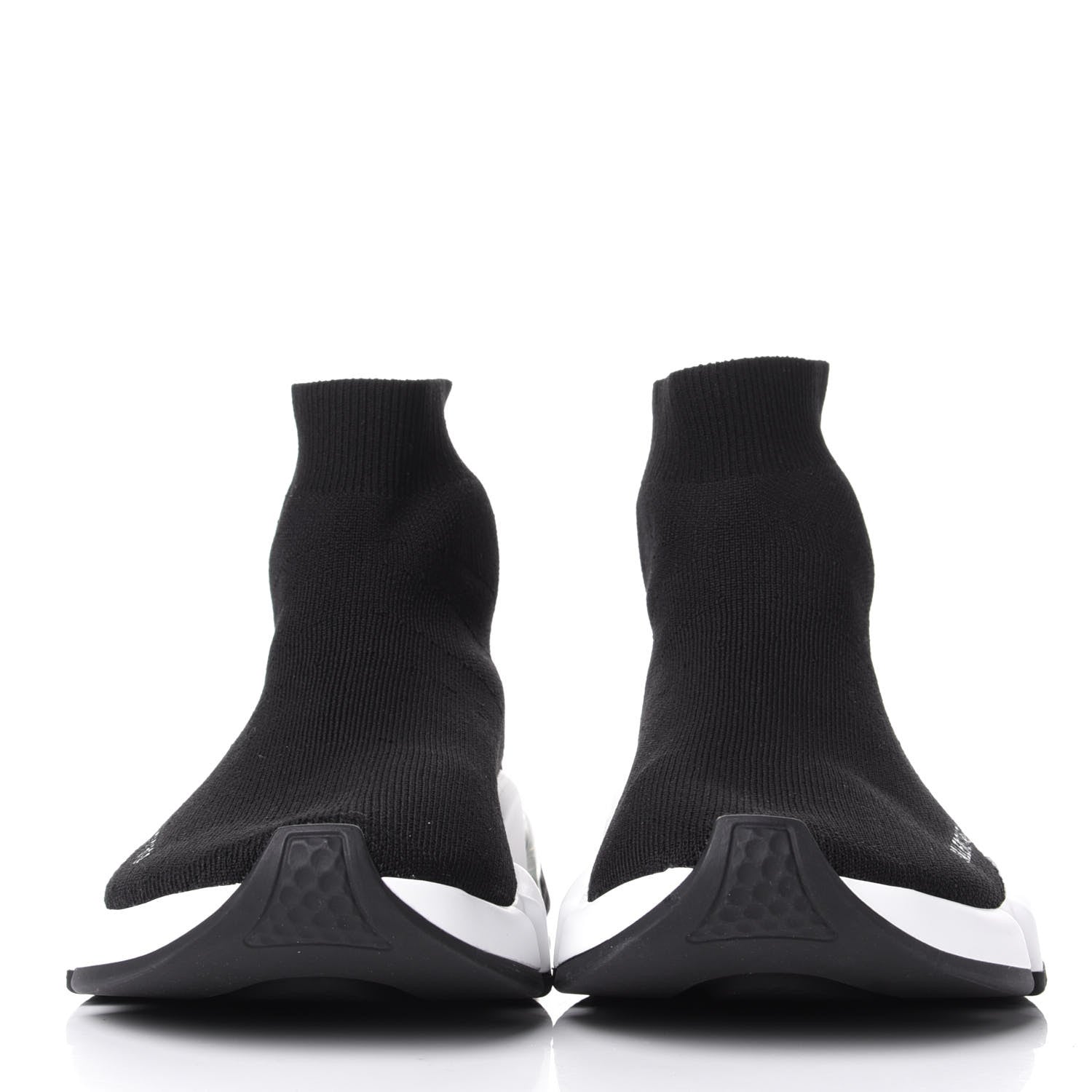 Balenciaga Neoprene Knit Womens Speed Clear Sole Sneakers 41 Black White 2 of 11