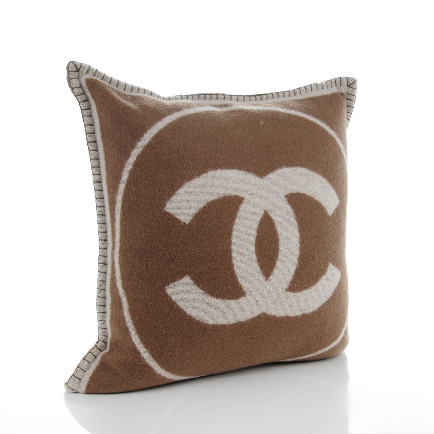 Merino Wool Cashmere CC Pillow Dark Beige Light Beige