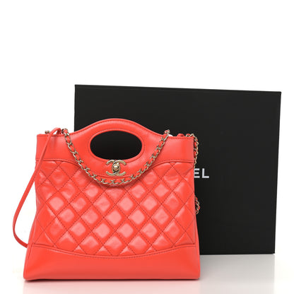 Chanel Shiny Lambskin Quilted Mini 31 Shopping Bag Orange 11 of 11