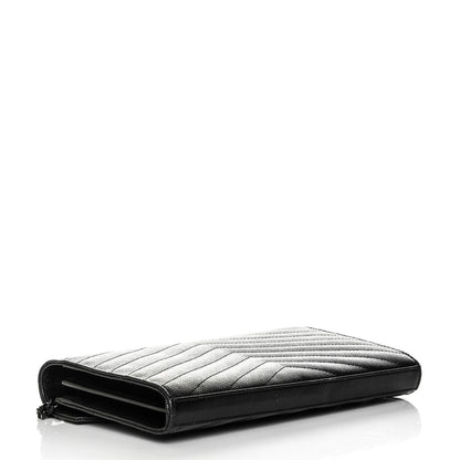 Saint Laurent Grain De Poudre Matelasse Chevron Monogram Chain Wallet Black 4 of 8