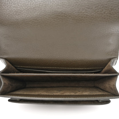 Saint Laurent Grained Calfskin Medium Monogram Sunset Satchel Dark Green 5 of 10