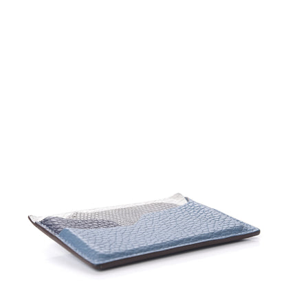 Hermes Togo Lizard Polar Bear Petit H Card Case Bleu De Malte Bleu Glacier White 4 of 7