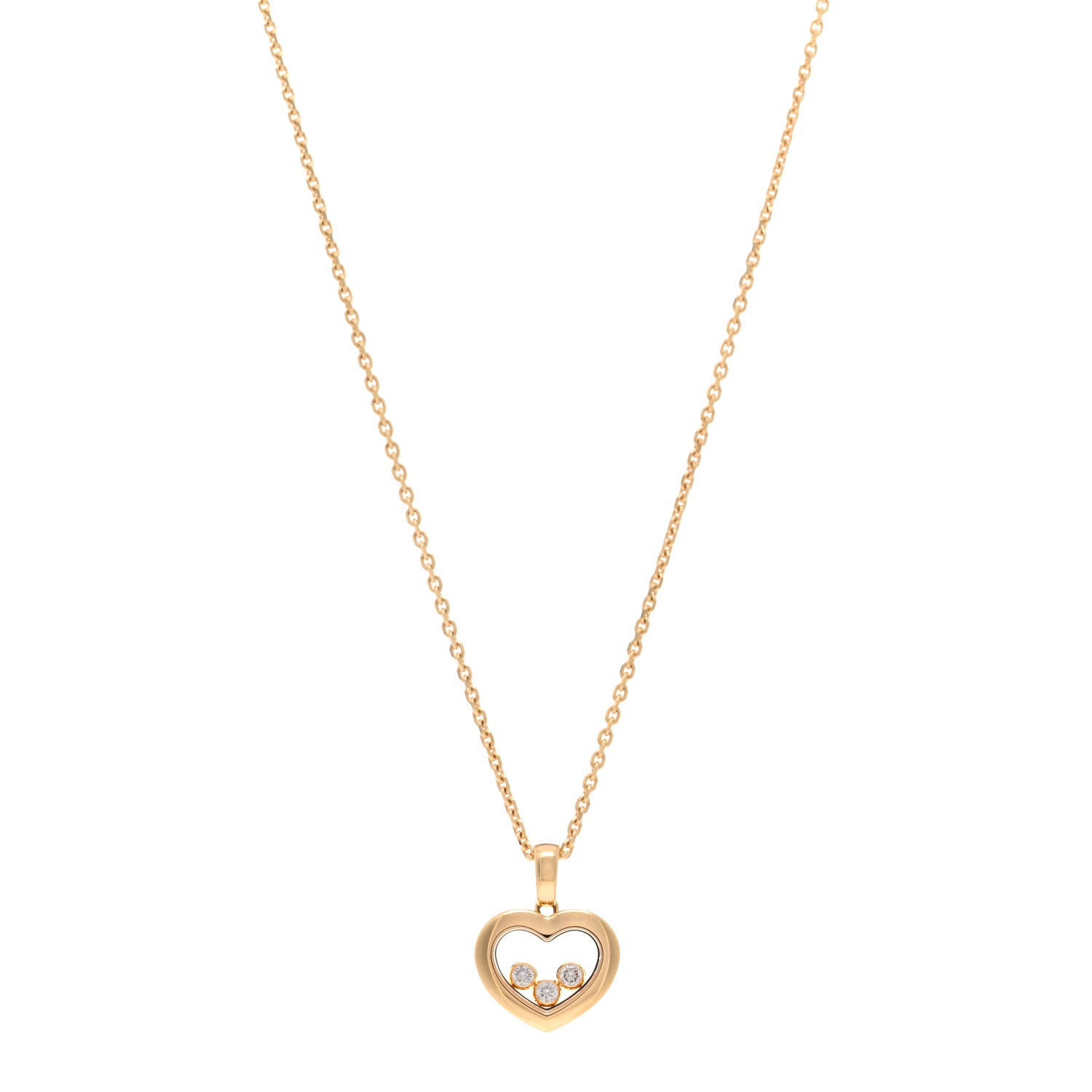 Chopard 18K Yellow Gold Happy Diamonds Icons Floating Heart Pendant Necklace 1 of 5