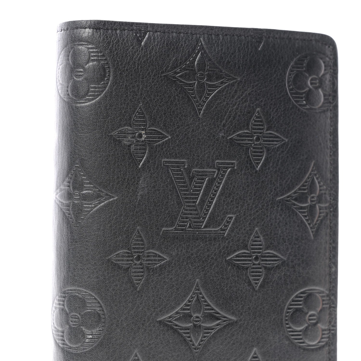 Louis Vuitton Calfskin Monogram Shadow Brazza Wallet Black 8 of 9
