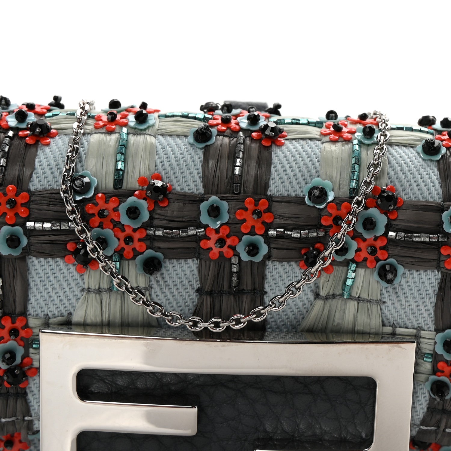 Fendi Canvas Crystal Flower Beaded Nano Baguette Charm Multicolor 6 of 9