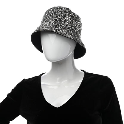 Prada Satin Crystal Metal Triangle Logo Womens Bucket Hat M Metal 2 of 9